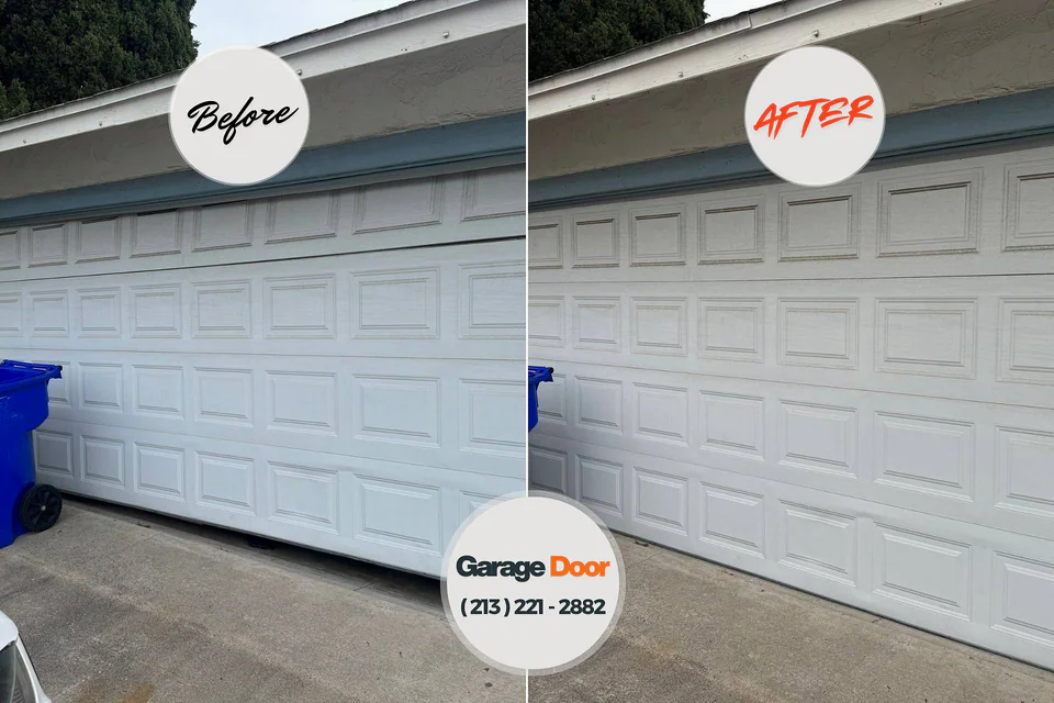 Before and after: garage door repair Three Rivers, TX